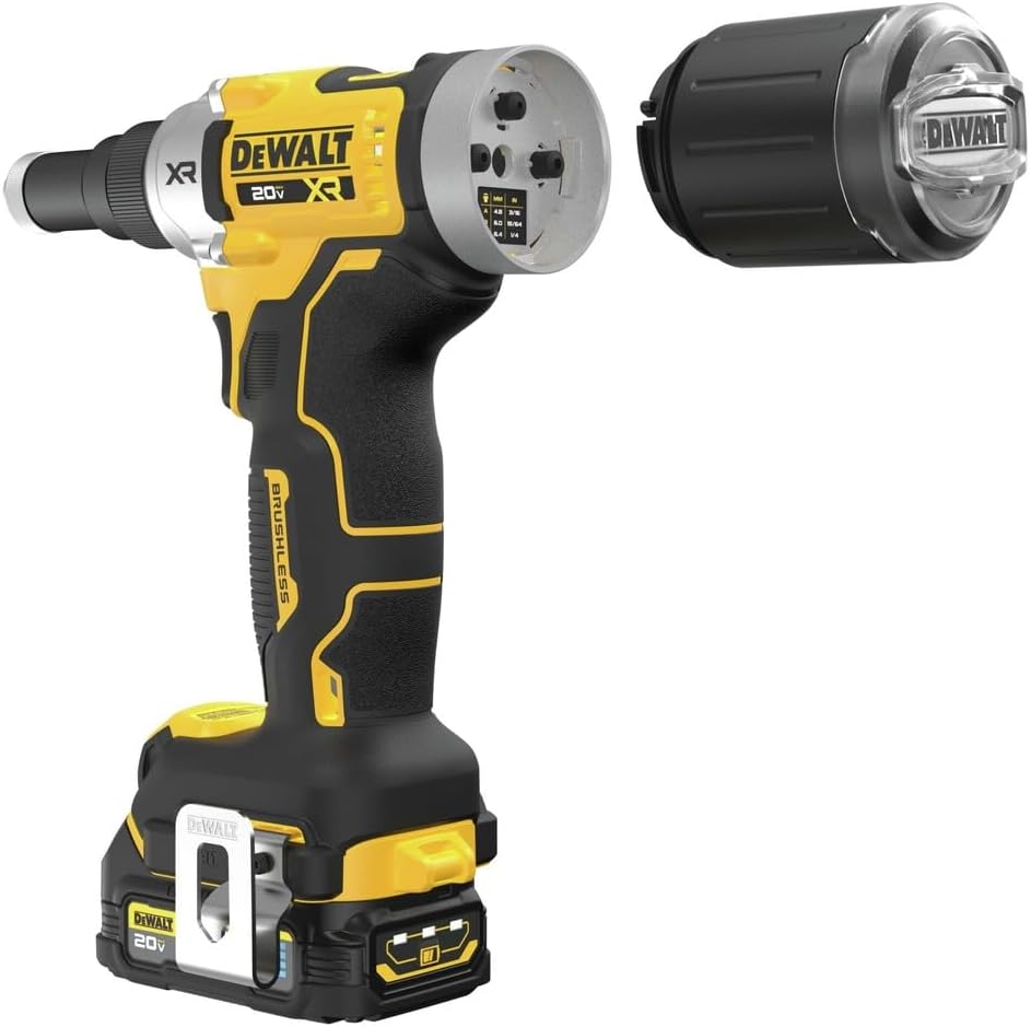 DEWALT 20V MAX XR Cordless Rivet Tool, 1/4", Battery and Charger Included (DCF414GE2)