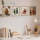LCRBF Funny Vegetable Kitchen Wall Art Prints Set of 4, Quirky Home Decor, Whimsical Potato Pickle Tomato Carrot Food Wall Art Poster Artwork for Home Kitchen Dining Room Decor, 8x10 Unframed
