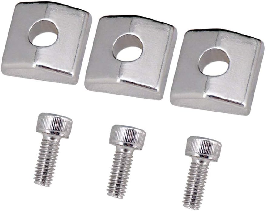 LFDecor 3 Pieces Locking Nut Block and Screws Guitar Cap Suitable for Tremolo Bridge Replacement Part (Silver)