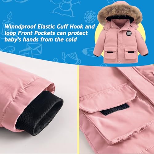 BYFRI 2PCS Toddler Snow Suits Boys Girls Winter Hooded Down Coat Infant Jacket & Ski Bib Pants Baby Warm Snowsuit Lightweight by BYFRI - Used condition - Image 3