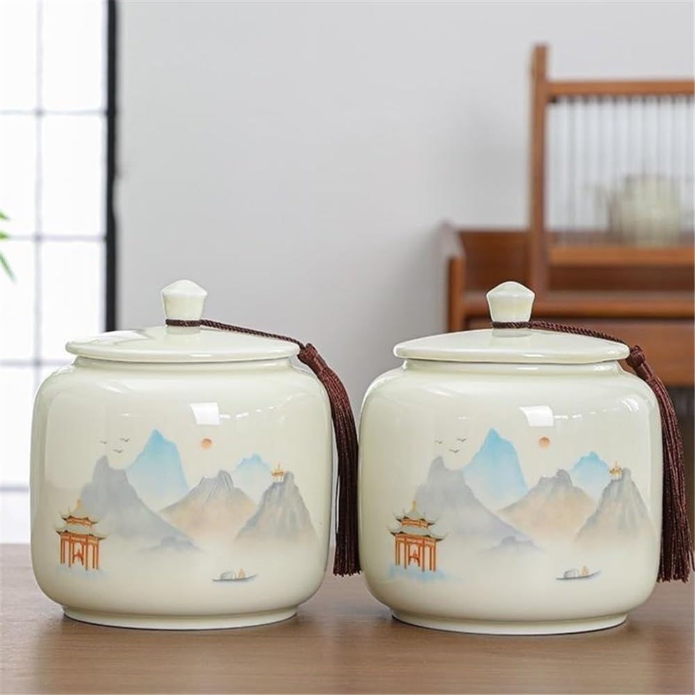 Barattoli da Tè Contenitore for il tè in ceramica con coperchio sigillato e maniglia for il trasporto, contenitore for la conservazione domestica di caffè, spezie e caramelle Barattoli da Cucina