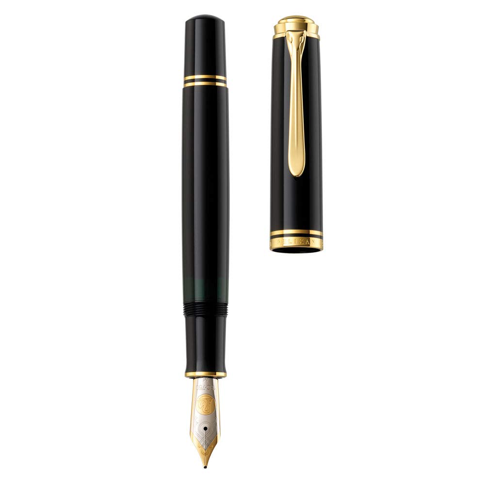 Pelikan Füllhalter Souverän 800 – Kolbenfüller In Schwarz-Blau, M-Feder, Im Geschenketui