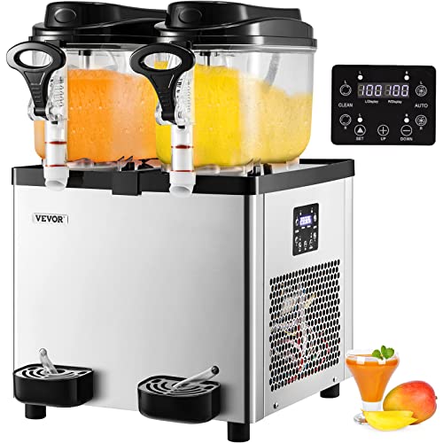 VEVOR Commercial Slushy Machine, 6Lx2 1.6 Galx2 Food-Grade PC Tank, 700W 110V, Stainless Steel Margarita Smoothie Frozen Drink Maker, Slushie Machine for Supermarkets Cafes Restaurants Bars Home Use