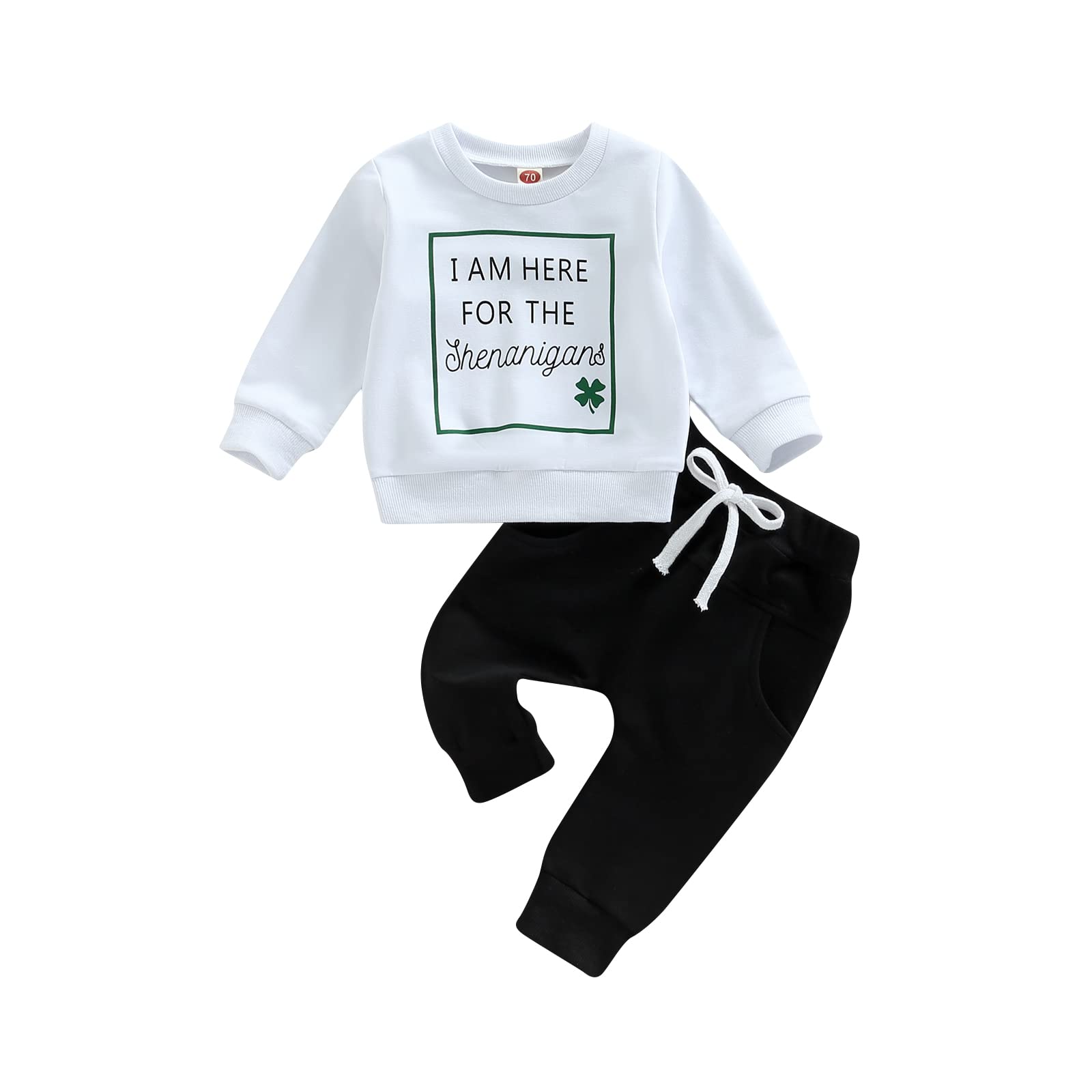 kacubwyy Toddler Baby Boy St. Patrick's Day Clothes Pull On Sweatshirt Elastic Waist Pants 2Pcs Spring Winter Outfits