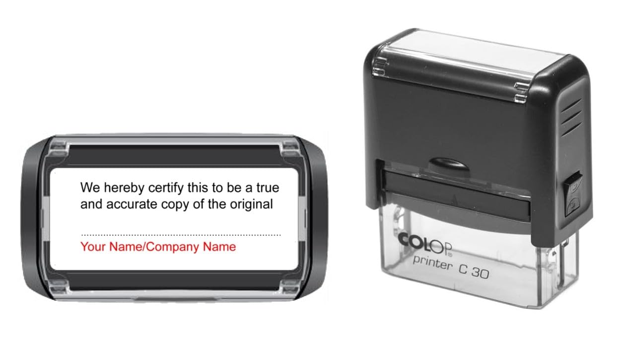Handy Stamps Certified True Copy Self Inking Stamp 47mm x 18mm with Your Company Name Added