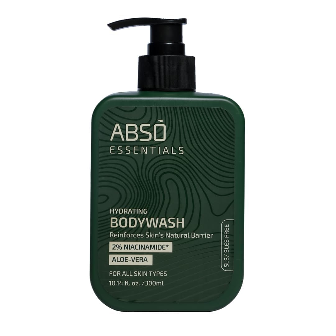 A B S O ESSENTIALS 2 Niacinamide Body Wash with Aloe Vera Hydrating Daily Cleanser for Dry Sensitive