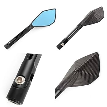 Amazon | Demimoto 汎用バイクミラー ブルー防眩ミラー ネジ