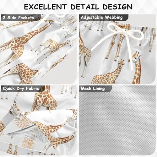 Pigsaly Boys' Swim Board Shorts Watercolor Giraffes Boy's Swim Trunks Kids Swimwear XS Multicolor3