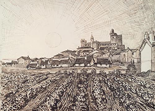 Peinture Van Gogh Les Saintes Maries toile murale salon 60x90cm