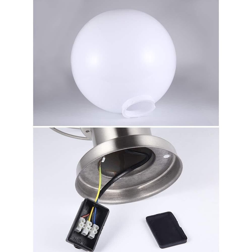 Lampa Słupki Kula Zewnętrzna Kolumna Świetlna Wodoodporna Lampa Słupowa Nowoczesna Okrągła Stal Nierdzewna Akrylowe Oświetlenie Krajobrazowe Zewnątrz i Drogę(30cm)
