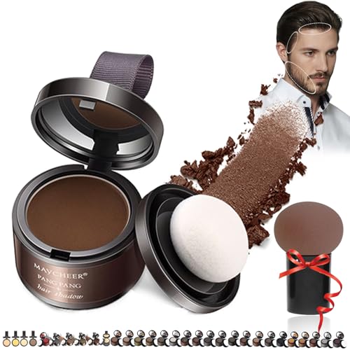 May cheer Magic Root Cover Up, Maycheer Magic Root Cover Up, 30 Colors Hairline Contouring Shadow Powder with Mirror and Cushion, Can be Used on Hairline, Beard, Eyebrows (1 Dark Brown)