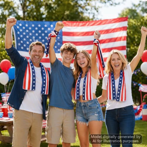 Image of 30Pcs 250th Anniversary Patriotic Cooling Towels for Neck and Face 40 x 12 Inch American Flag Sports Workout Ice Towel for Sweat Microfiber Breathable Chilly Bulk Neck Wraps for 4th of July Outdoor