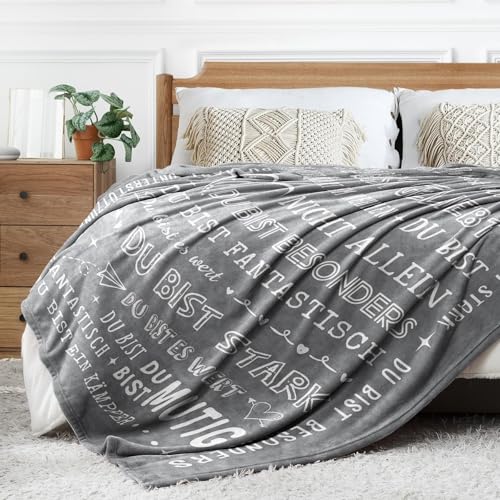 Juratar Geschenke für Frauen Männer, Personalisierte Decke Geburtstagsgeschenk für Frauen, Dankeschön-Geschenke für Freundin Schwester Kollegin, Superweiche Decke aus Flanell 62 * 52 Zoll