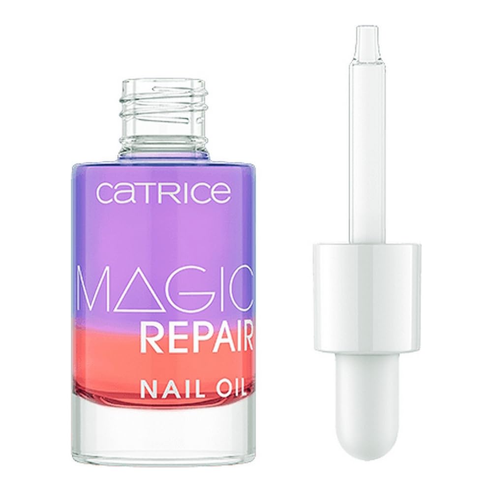 Catrice Magic Repair Nail Oil, olejek do paznokci, wielokolorowy, 2 kolory, pielęgnujący, z olejkami, witaminami, regenerujący, przezroczysty, bez acetonu, wegański, bez mikroplastiku (8 ml)