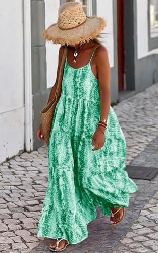 Image of PRETTYGARDEN Women Summer Dresses 2026 Spaghetti Strap Scoop Neck Floral Maxi Dress Flowy Boho Long Sundress with Pockets