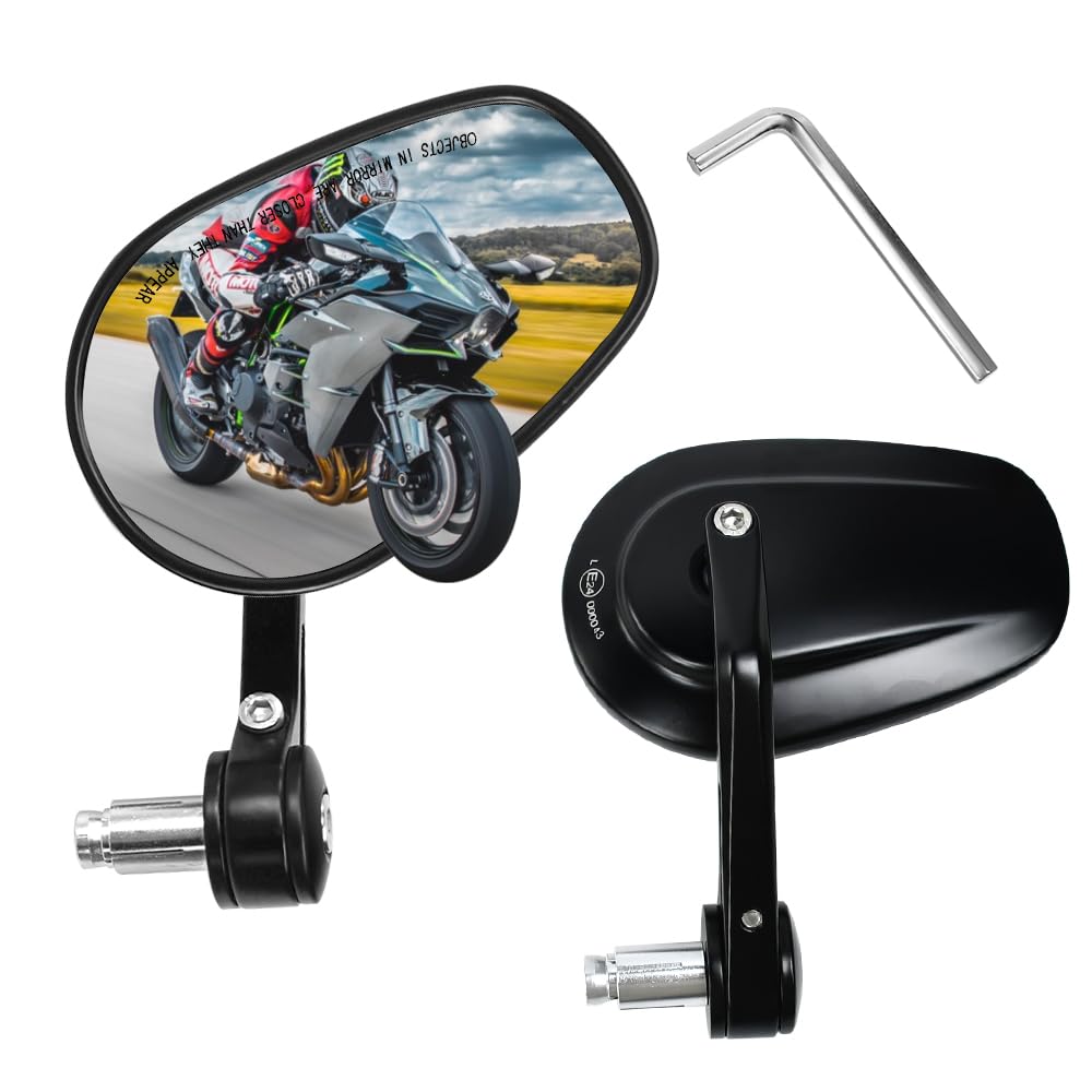 2 Pezzi Specchietti Retrovisore Manubrio Moto, Specchietto Moti Antiriflesso Specchi Lega di Alluminio Specchi Moti Manubrio Antivibrazione Specchietti Moto Universali (nero)