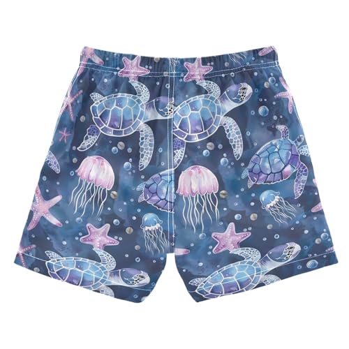 ALAZA Sea Turtle Jellyfish Bubble Boys Quick Dry Beach Board Shorts Kids Swim Trunks Bathing Suit Swimsuit2