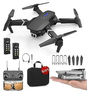 Amitasha Remote Control Foldable Drone with HD Camera WiFi Wide Angle Lens Selfie Mode with 1600Mah Dual Battery WiFi FPV 4-Axis with Flash Lights