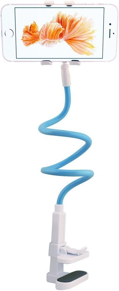 Gooseneck Cell Phone Holder,Flexible Long Arms Cell Phone Clip Holder Stand,360 Degree Full-Angle Universal Lazy Bracket for IPhone,Galaxy, HTC and Other Smartphones (Blue)