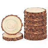Pllieay 20Pcs 4.0-4.7 inch Wood Slices, Unfinished Natural Craft Wood Circles Tree Slice for DIY...