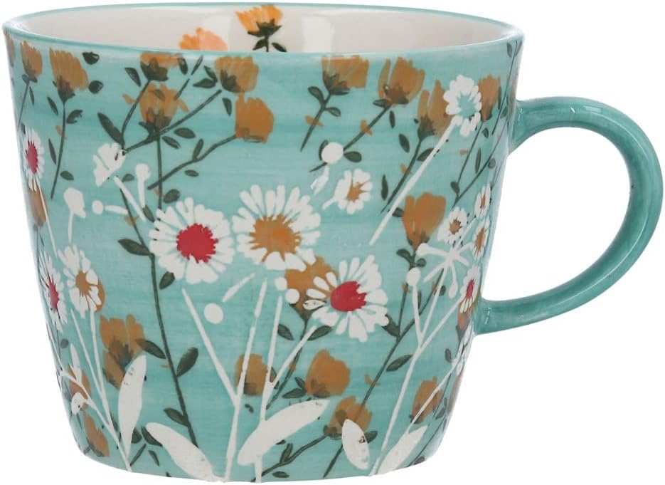 Gisela Graham Blue Ceramic Mug with Daisy Design