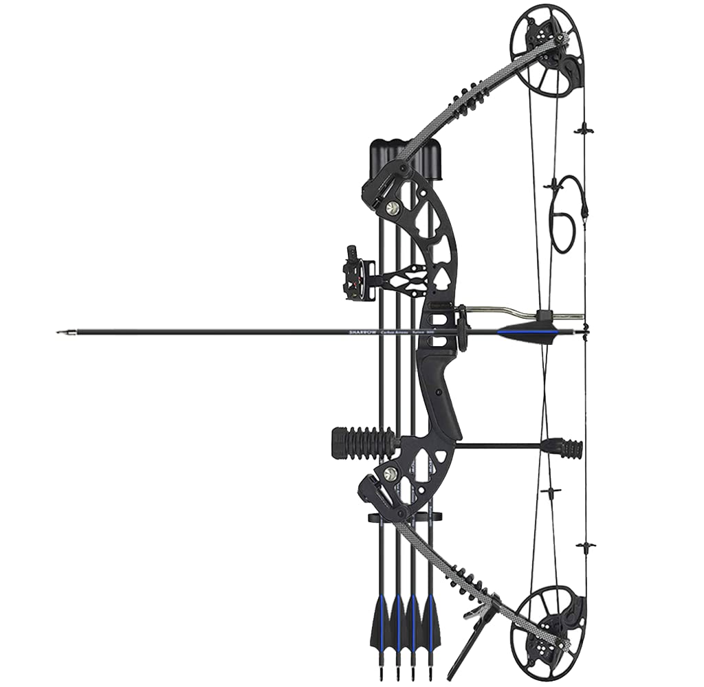 Kit Arco Compound Completare Set di Arco Composto 30-70lbs Regolabile Kit Arco Compound per Adulti Equipaggiamento da Caccia 320fps Mano Destra