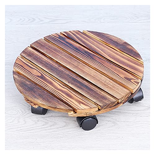 盆栽ベース ローリングホイールの木製プランターキャディー頑丈な9.8インチの植物鉢植えのスタンドラウンドフラワーポットラックプランタートロリーキャスターローリング 台座スタンド