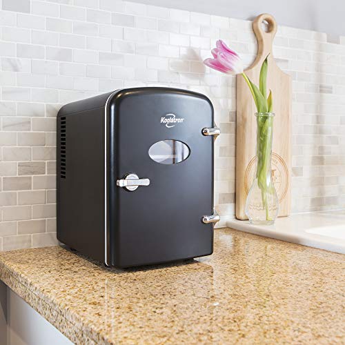 Koolatron KRT04-B Retro Personal Cooler 4 Liter/6 Can AC/DC Portable Mini Fridge, Thermoelectric Cooler in Black - for Cars, Homes, Offices, Bedroom and Dorms - Image 3