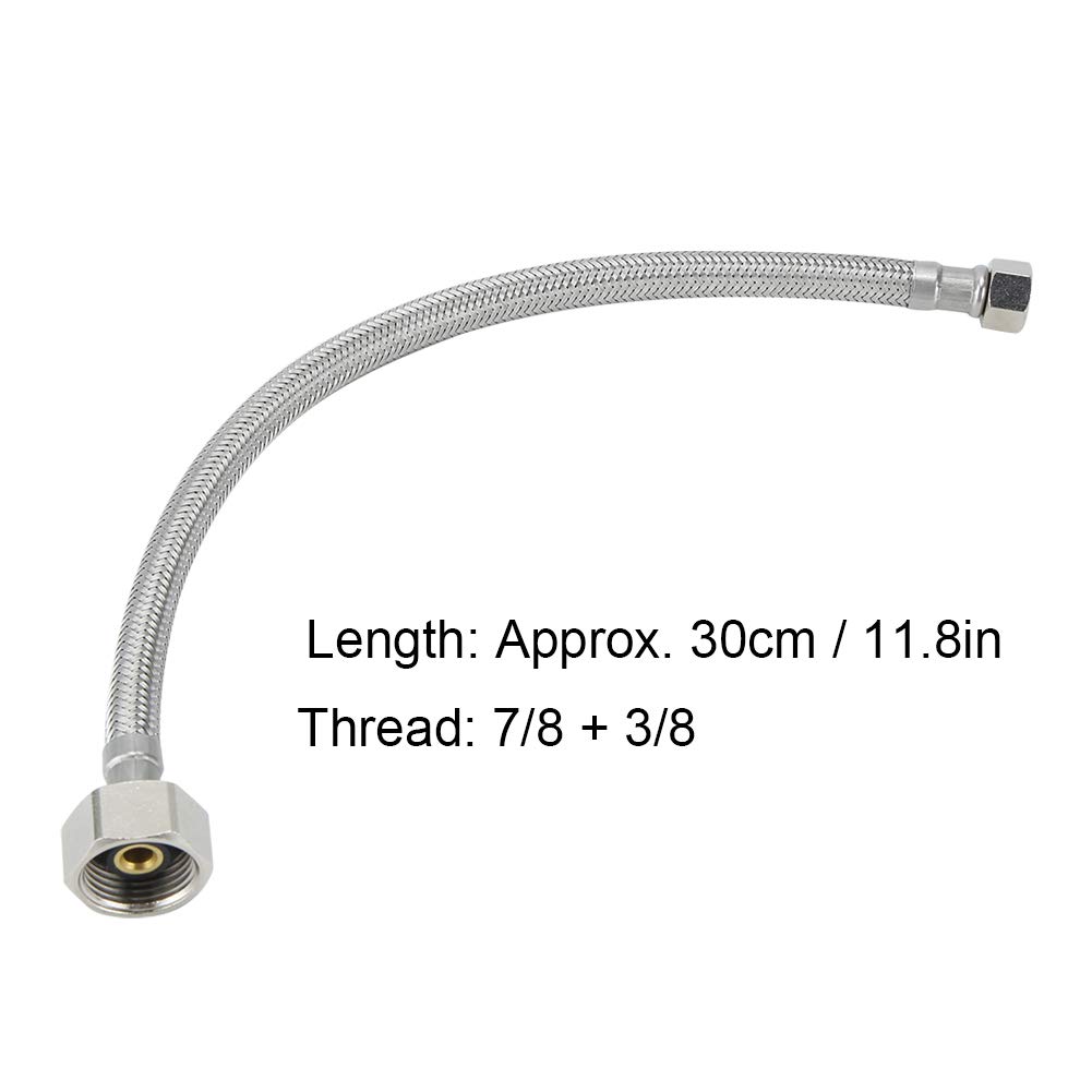 30cm 7/8 Inlet 3/8 Outlet Thread Copper Toilet Water Inlet Hose, with Flexible Bathroom Accessories