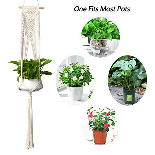Joybest 5-Pack Macrame Plant Hangers With 5 Hooks, Indoor Outdoor Hanging Planters Set Hanging Plant Holder Stand Flower Pots Boho Home Decor(Cotton Rope, 4 Legs, 5 Sizes) #TOP3