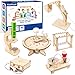 6-in-1 STEM Science Kits for Kids, Wood Arts and Craft Kits, STEM Toys for Boys Girls Age 8-12 5-7 8 10 12 13 14 Gift Idea, 3D Puzzles Building Engineering Model Set