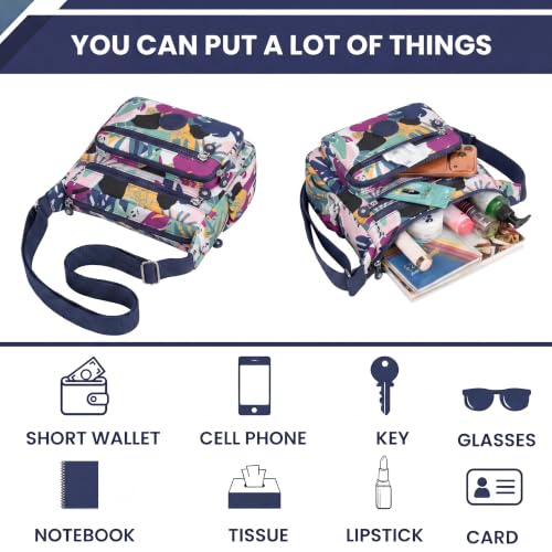 Image of TS WITH TECHSUN Women's Crossbody Sling Bag For Everyday Use, Nylon Shoulder Bag with Zipper Pockets, Adjustable Strap, Water Resistant Handbag for Travel, Shopping