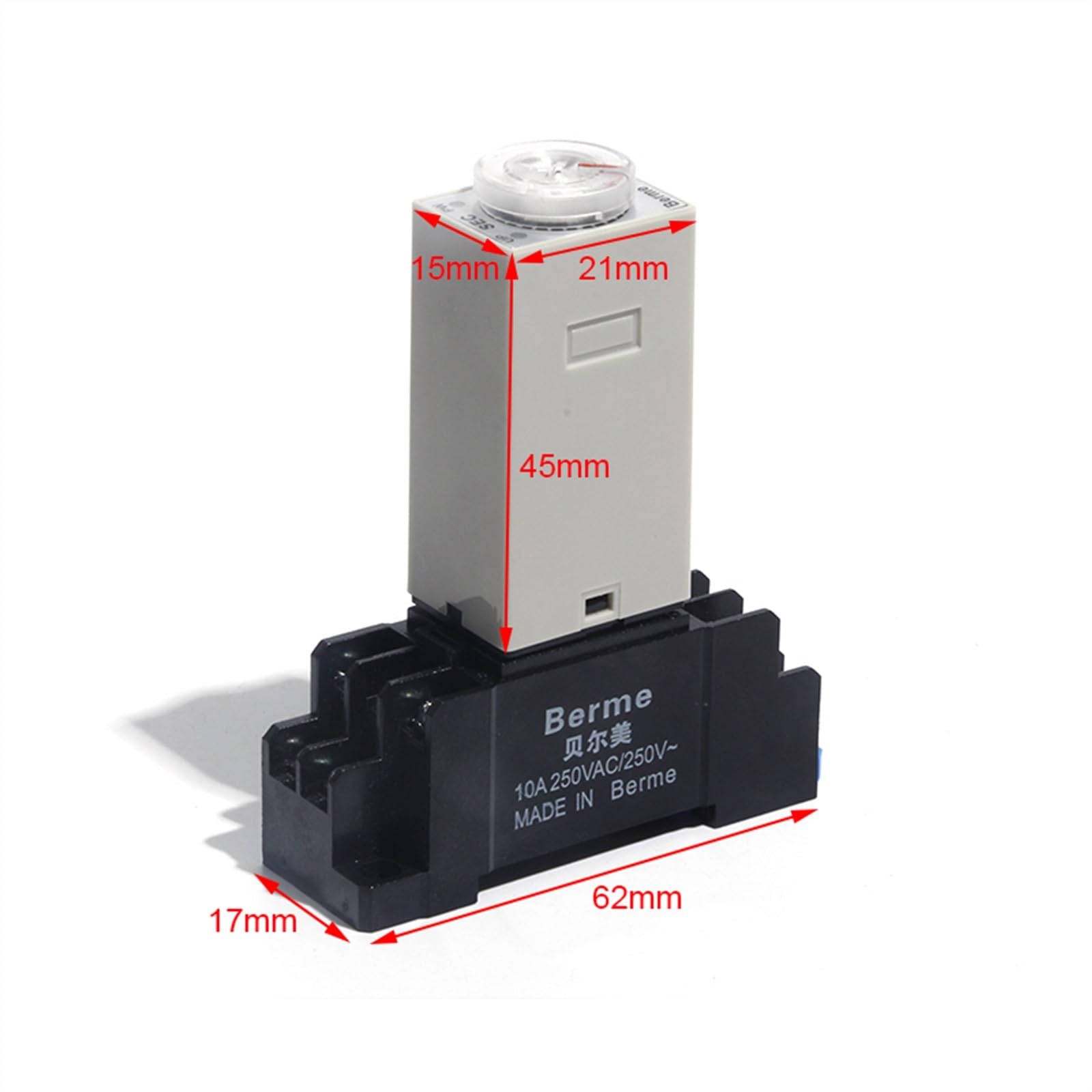 Relé de tiempo DC24V modelo H3Y-2 temporizador de retardo de apagado con base 6/10/30/60 minutos conjunto de 8 pines relé temporizador de rango con enchufe(Size:6Minutes)