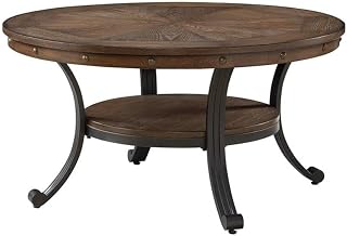 Pemberly Row Rustic Wood and Metal Coffee Table in Rustic Umber Brown Price In India