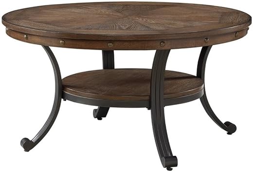 Pemberly Row Rustic Wood and Metal Coffee Table in Rustic Umber Brown
