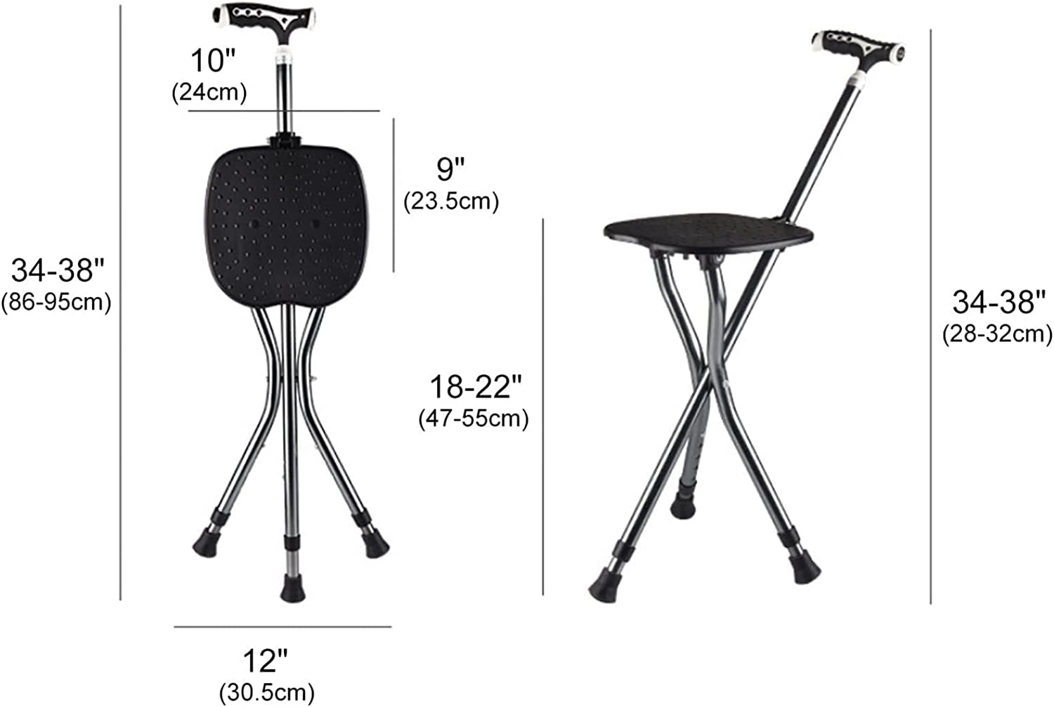 SYALEO Muletas Taburete Plegable para muletas con luz para Caminar, Silla Ligera con trípode de aleación de Aluminio para Adultos, Mujeres y Hombres, con Carga de 100kg para Caminar