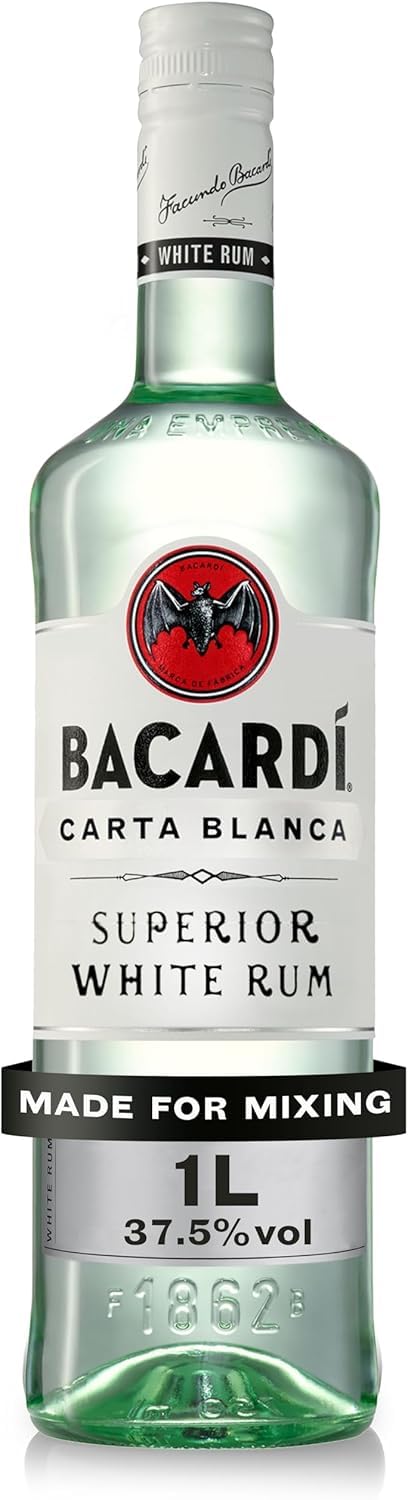 BACARDÍ Carta Blanca Superior White Rum | 37.5% ABV | Enjoy in Drinks or a Cocktail (Pack of 3 bottles x 1L)