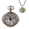 Tiong Vintage Necklace Pendant Quartz Pocket Watch Gift Set, Creative Eye Shape Quartz Pocket Watch Necklace Set, Gift Set for Men and Women #3