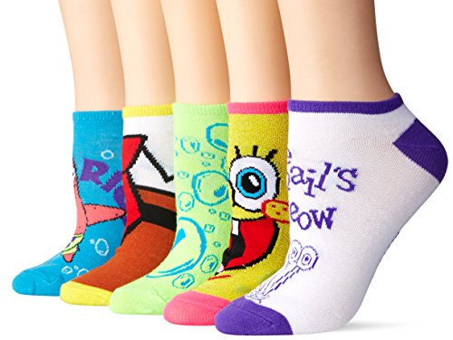 Nickelodeon Women's Spongebob 5 Pack No Show Socks