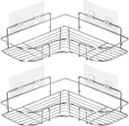 SKY-TOUCH 2PCS Corner Shower Shelves，Self Adhesive No Drilling Wa...