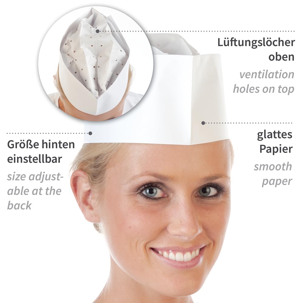 1000 Stück, Schiffchenmützen, FRANZ MENSCH, größenverstellbar, weiß, Papier | Service, ungeprägtes Papier, Kochmütze, Kochkappe, Kochhaube, chef hat, Küchenpersonal, Labor, Hygiene, Gastronomie