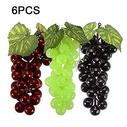 SENREAL Artificial Grapes 6 Bunches Fake Grapes Rubber Lifelike Grapes Clusters Artificial Fruit for Home Kitchen Party Wedding Decoration Photography Prop