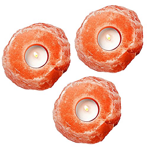 Himalayan Glow 3002B 1-Hole Natural Pink Salt Candle Holder, Crystal, 3 Count (Pack Of 1) #TOP30