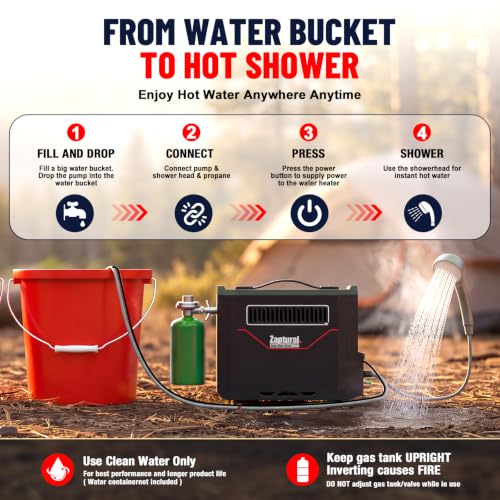 Calentador de Agua a Gas Propano Portátil para Ducha, Estación de Ducha Exterior Todo en Uno para Camping miniatura 7