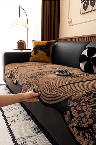 Housse de canapé en chenille antidérapante verte 90 x 210 - 7