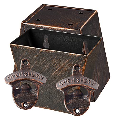 Haiicen Antique Copper Stainless Bottle Opener Wall Mounted With Cap Catcher Drainage Openings Bundle Outdoor (Pack Of 2) #TOP5