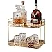 Coffee Bar Accessories, Station Organizers,Large Capacity Storage with Drain Board,Whisky Tray,Mug Tea Cup Holder Coffee Bar Organizer,Amber Gold