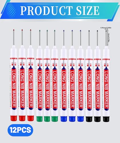 Image of Deep Hole Marker Pen, Tracer Marker Pen, Carpenter Pencil, Long Nib Marker for Wood, Metal, Concrete, Professional Construction Tools, Industrial Use, DIY Projects (12)