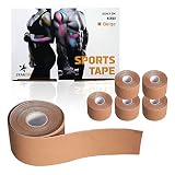 STARZON Kinesiology Tape (6 Rolls), Original Cotton Elastic Premium Athletic Tape Latex Free 2" x 5.