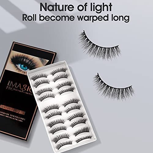 Image of Imagic PROfessional Synthetic Fibers False Eyelashes, Natural & soft 100% Handmade 3D Eyelashes Pack 10 Pairs of 1 box